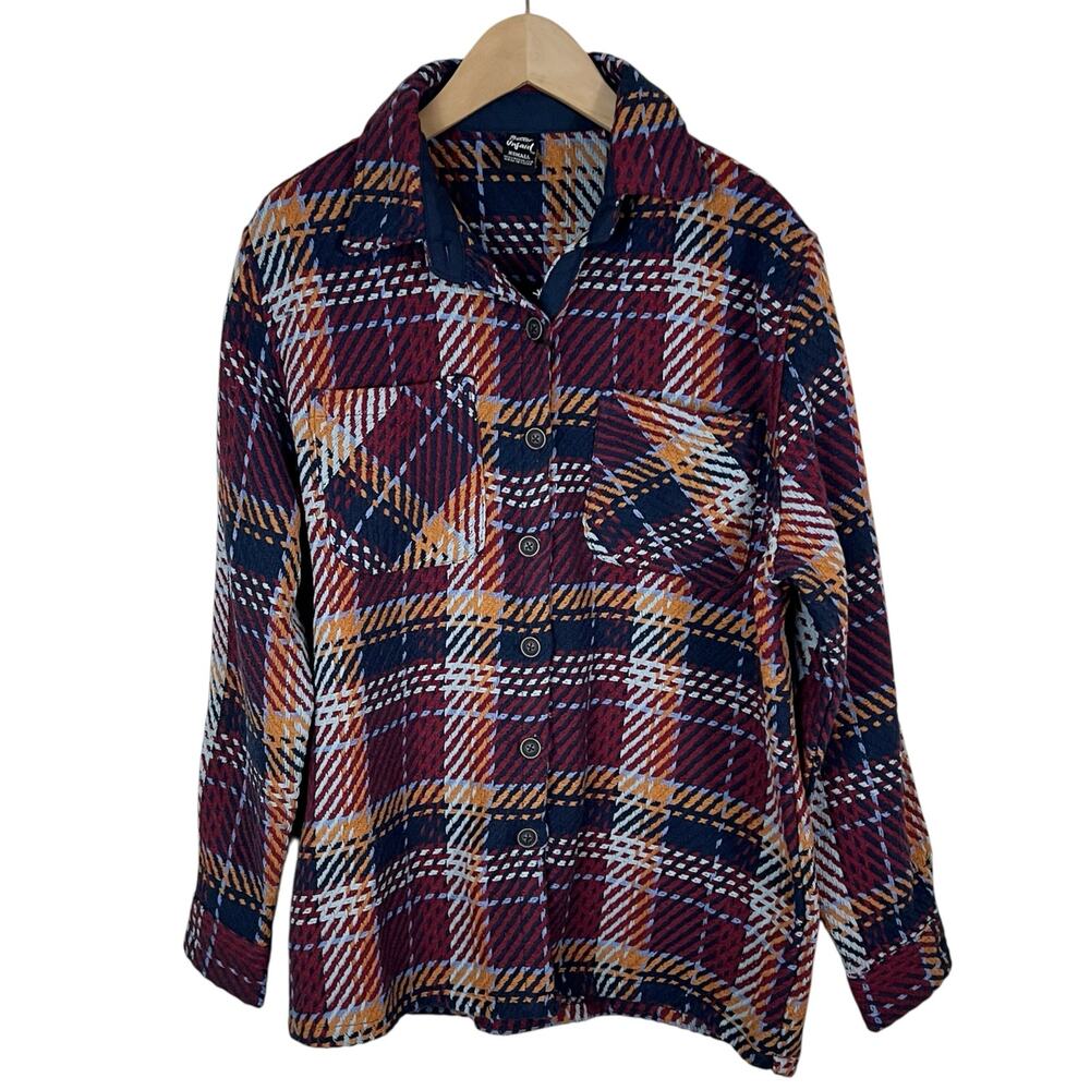 NWT Better Unsaid Plaid Print Shacket Shirt Jacket Blue, Red, Yellow Size XS - Picture 2 of 7